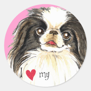 I Love my Japanese Chin Classic Round Sticker