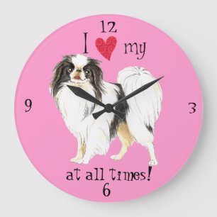 I Love my Japanese Chin Large Clock