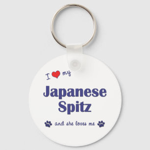 I Love My Japanese Spitz (Female Dog) Key Ring