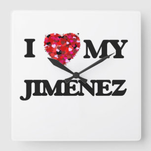 I Love MY Jimenez Square Wall Clock