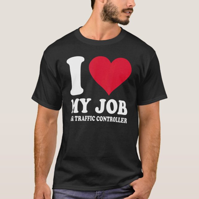 I Love My Job Air Traffic Controller Red Heart Men T-Shirt (Front)