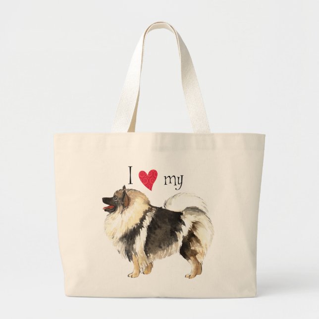 I Love my Keeshond Large Tote Bag (Front)