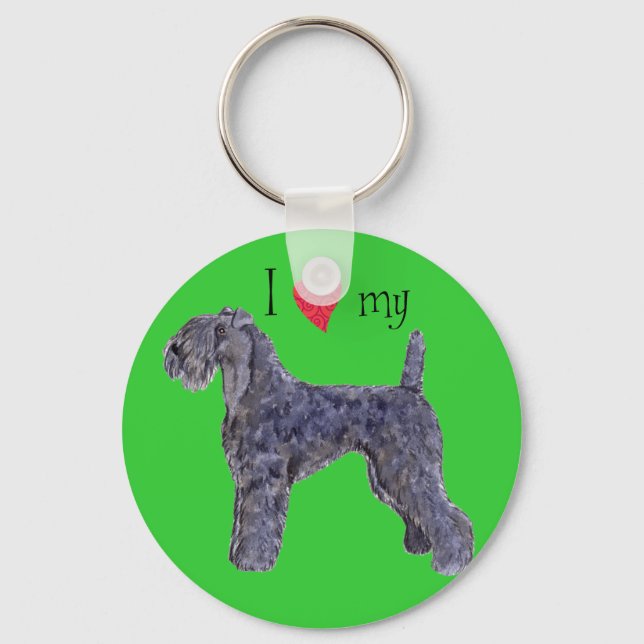 I Love my Kerry Blue Terrier Key Ring (Front)