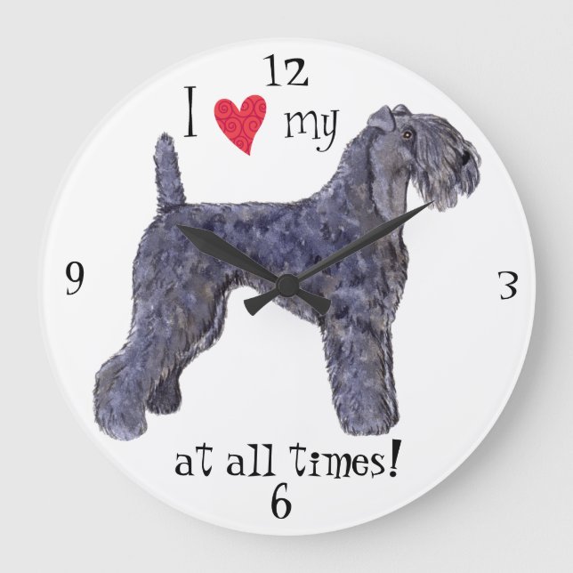 I Love my Kerry Blue Terrier Large Clock (Front)