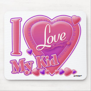 I Love My Kid pink/purple - heart Mouse Mat