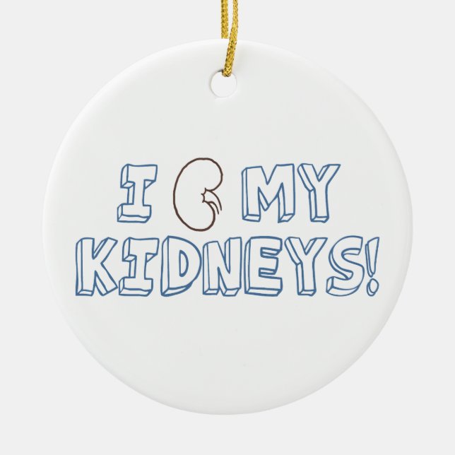 I Love My Kidneys Ceramic Tree Decoration (Front)