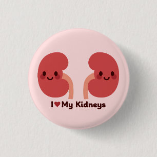 I Love My Kidneys – Cute Smiling Kidneys 3 Cm Round Badge