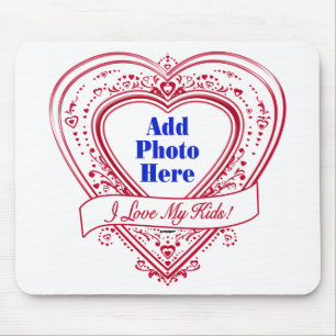 I Love My Kids! Photo Red Hearts Mouse Mat