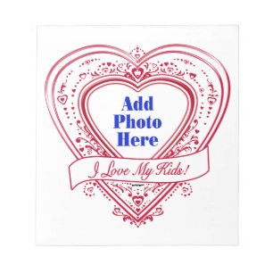 I Love My Kids! Photo Red Hearts Notepad