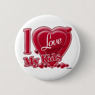 I Love My Kids red - heart 6 Cm Round Badge