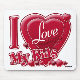 I Love My Kids red - heart Mouse Mat