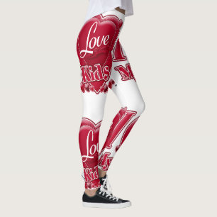 I Love My Kids Red Hearts Leggings