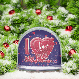 I Love My Kids red - hearts Snowglobe