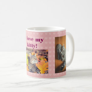 I Love My Kitty Custom Cat Photos Hearts Coffee Mug