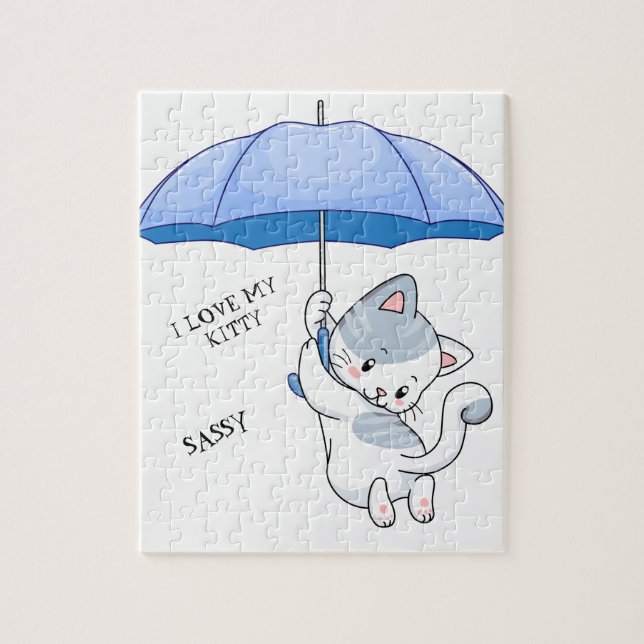 "I LOVE MY KITTY" puzzle with pets name. (Vertical)