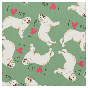 I Love my Kuvasz Fabric