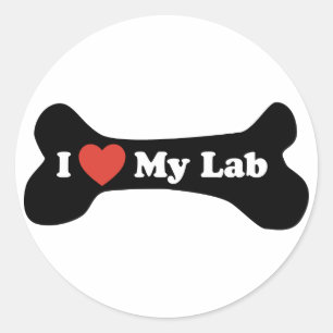 I Love My Lab - Dog Bone Classic Round Sticker