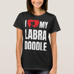 I Love My Labradoodle Dog Silhouette in Heart T-Shirt