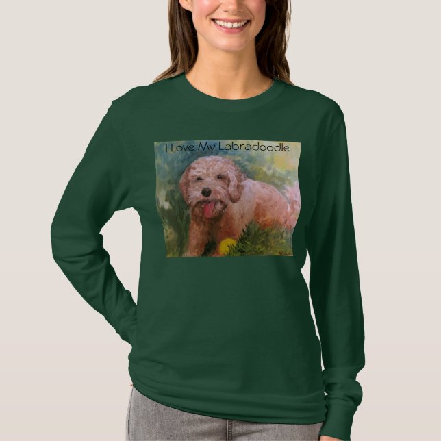 I Love My Labradoodle T Shirt Long Sleeve (Front)