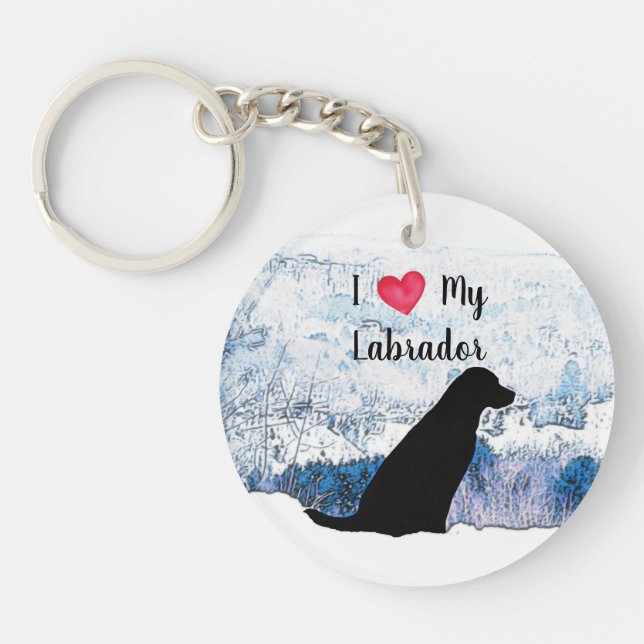 I Love My Labrador - Black Dog - Black Lab Key Ring (Front)