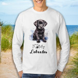 I Love My Labrador - Cute Puppy Dog  T-Shirt<br><div class="desc">Introducing the perfect addition to any dog lover's wardrobe! Our "I Love My Labrador" t-shirt features a stunning watercolor image of a black labrador retriever puppy, complete with a cute and modern heart and paw print design. Whether you're a proud dog mum or dog dad, this shirt is perfect for...</div>