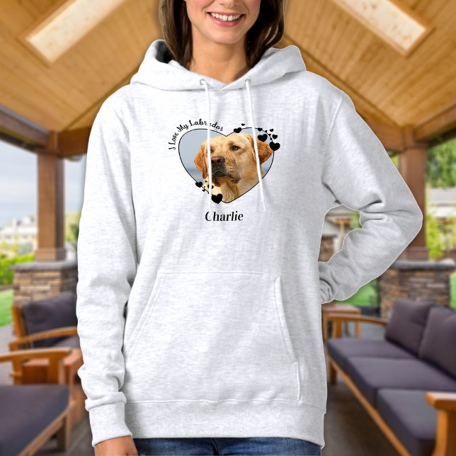 I Love My Labrador Dog Personalise Heart Pet Photo Hoodie (Creator Uploaded)