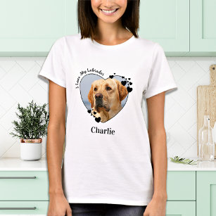 I Love My Labrador Dog Personalise Heart Pet Photo T-Shirt