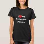 I ♥️ love My Labrador Poodle T-Shirt<br><div class="desc">Women's Classic T Shirt In Black Colour and Lettering In White Colour and casual fun fashion statement apparel printed with customisable template text phrase I ♥️ love My Labrador Poodle on Hats, Shirts and Pet Products by TheFabricSeal print on demand shop at Zazzle.com #ZazzleMade https://www.zazzle.com/store/thefabricseal Comfortable, casual and loose fitting,...</div>