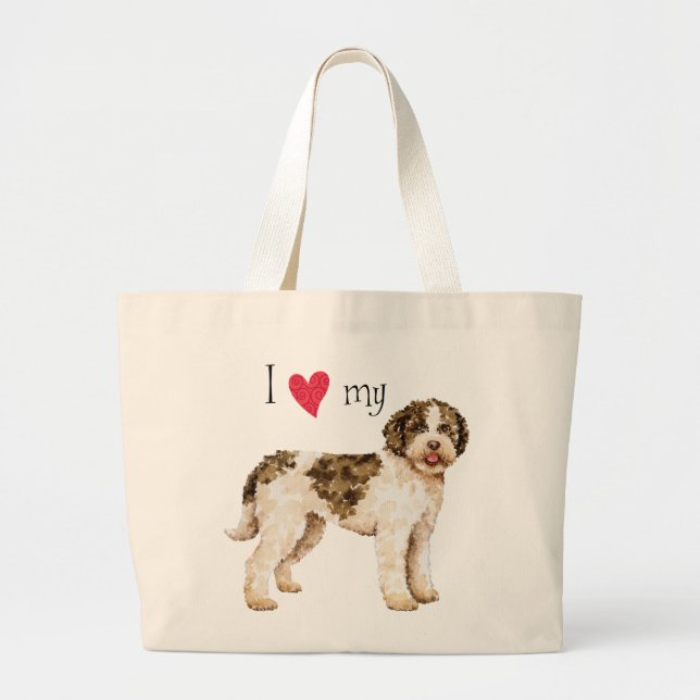 I Love my Lagotto Large Tote Bag (Front)