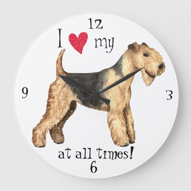 I Love my Lakeland Terrier Large Clock (Front)