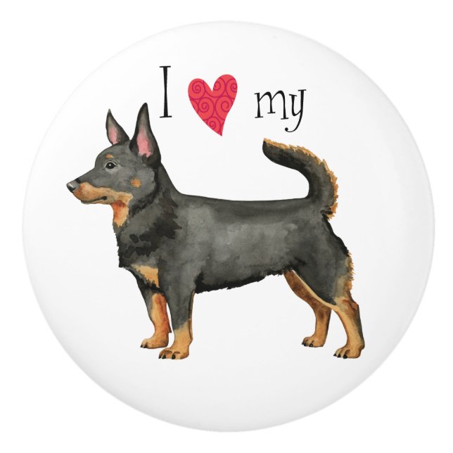 I Love my Lancashire Heeler Ceramic Knob (Front)