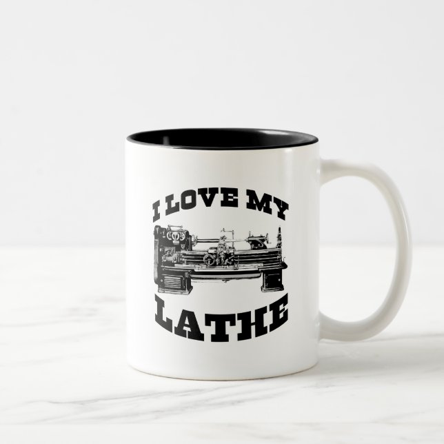 I Love My Lathe (as seen in Cuban Fury) Two-Tone Coffee Mug (Right)