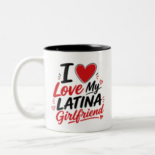 I Love My Latina Girlfriend Heart Design Two-Tone Coffee Mug
