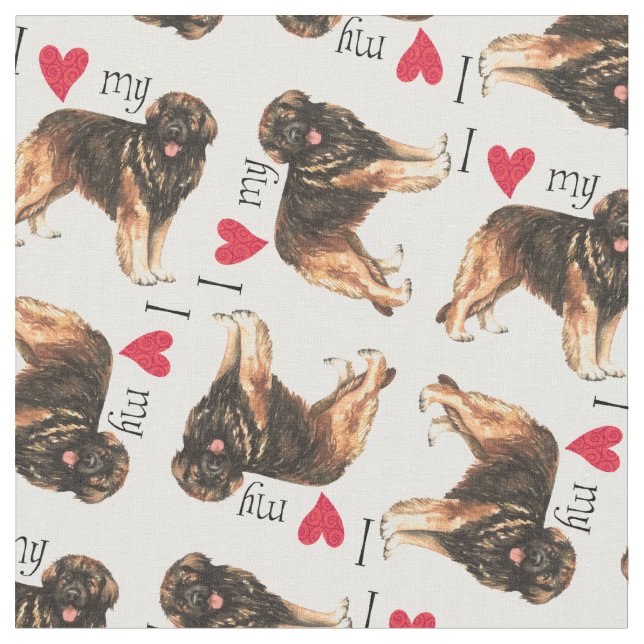 I Love my Leonberger Fabric (Close Up)