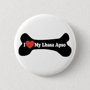 I Love My Lhasa Apso - Dog Bone 6 Cm Round Badge
