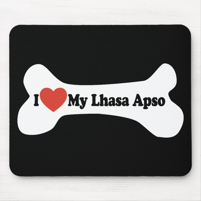 I Love My Lhasa Apso - Dog Bone Mouse Mat (Front)