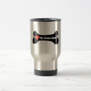 I Love My Lhasa Apso - Dog Bone Travel Mug