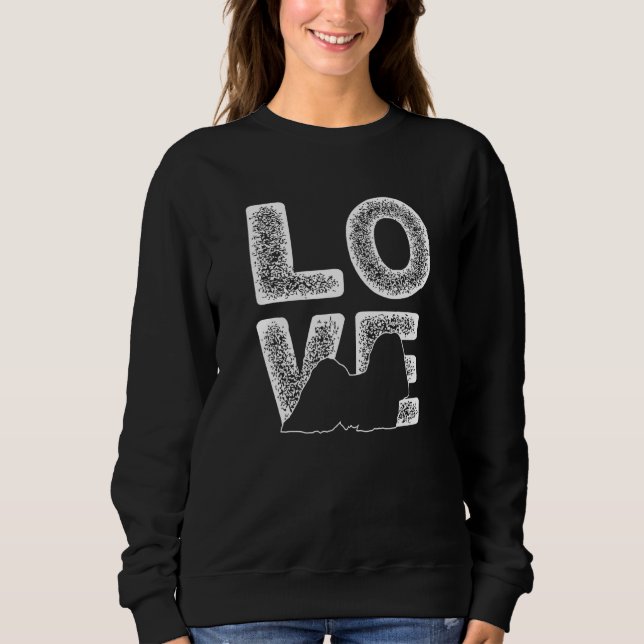 I Love My Lhasa Apso Dog Theme Design Sweatshirt (Front)