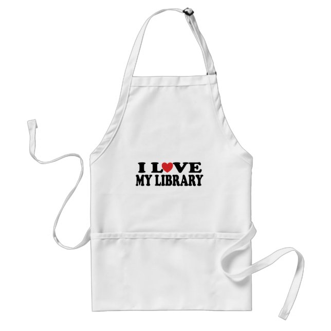 I Love My Library Librarian Gift Standard Apron (Front)