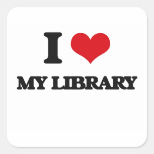 I Love My Library Square Sticker
