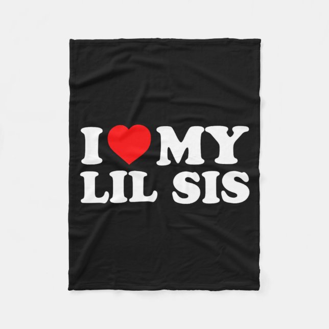 I Love My Lil Sis Red Heart  Fleece Blanket (Front)