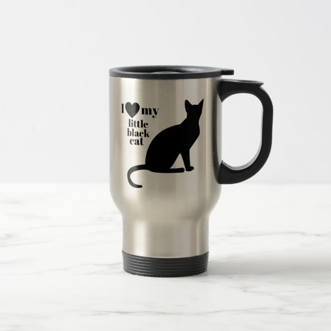 I Love My Little Black Cat Travel Mug (Right)
