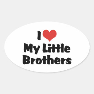 I Love My Little Brothers Oval Sticker
