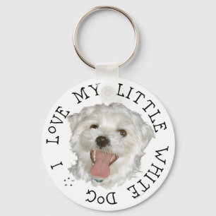 I Love My Little White Dog Maltese Key Ring