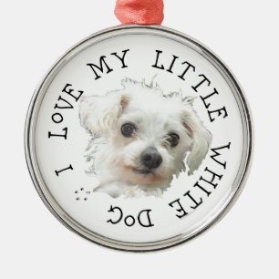 I Love My Little White Dog - Maltese Metal Tree Decoration