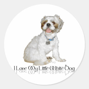 I Love My Little White Dog - Shih Tzu Classic Round Sticker
