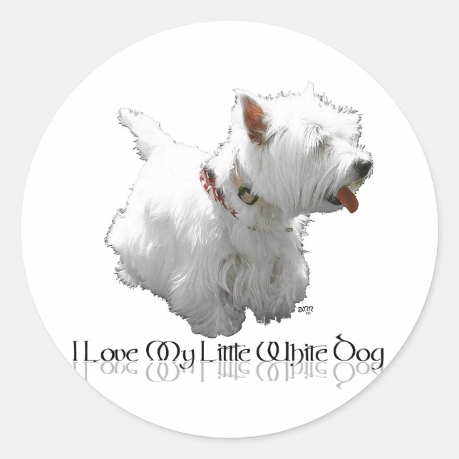 I Love My Little White Dog - Westie Classic Round Sticker (Front)