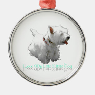 I Love My Little White Dog - Westie Metal Tree Decoration