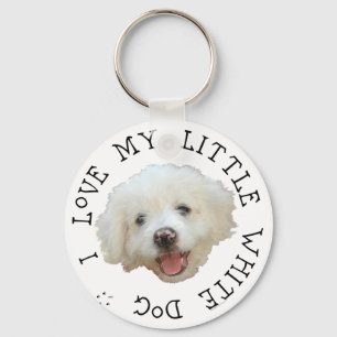 I Love My Little White Rescue Dog Key Ring