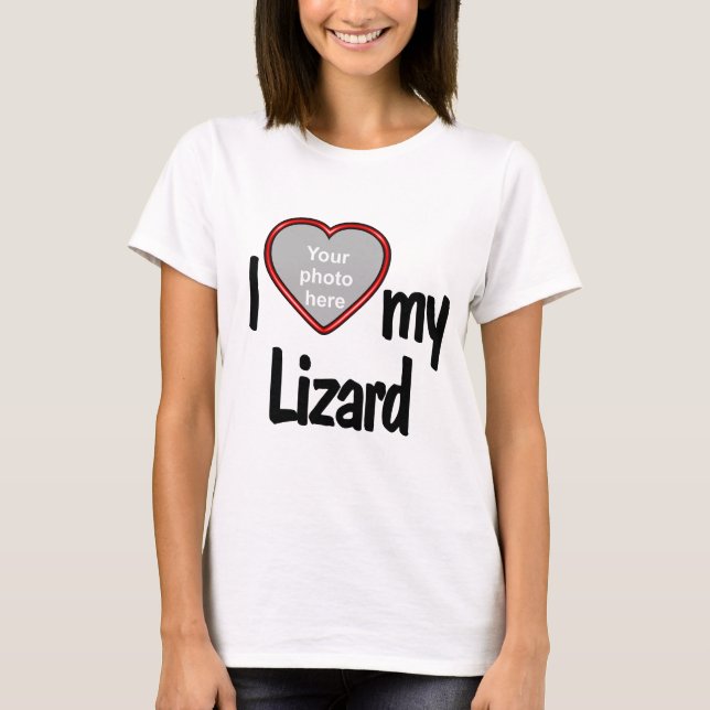 I Love My Lizard - Cute Red Heart Photo Frame T-Shirt (Front)